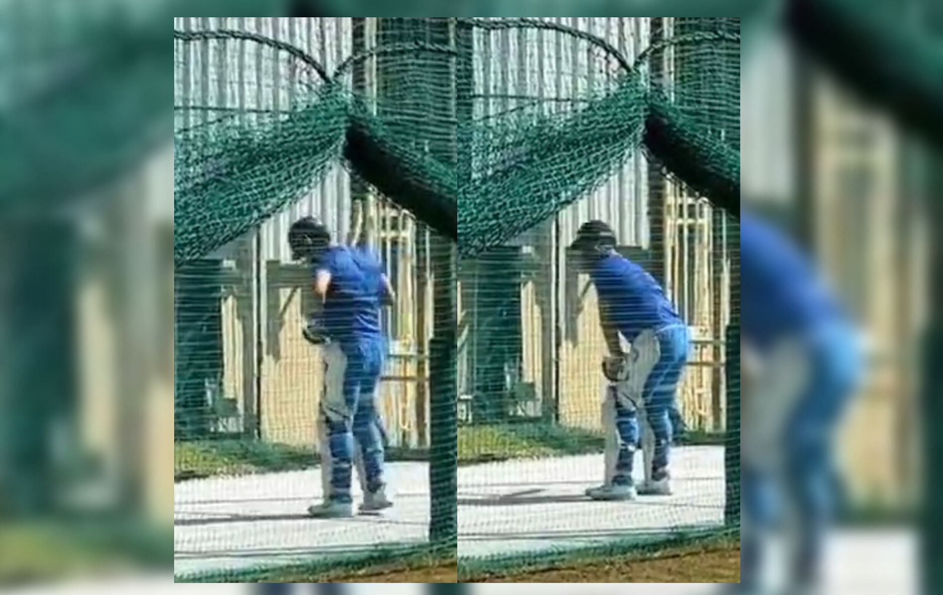 MS Dhoni bats in the nets. (Image: Twitter)