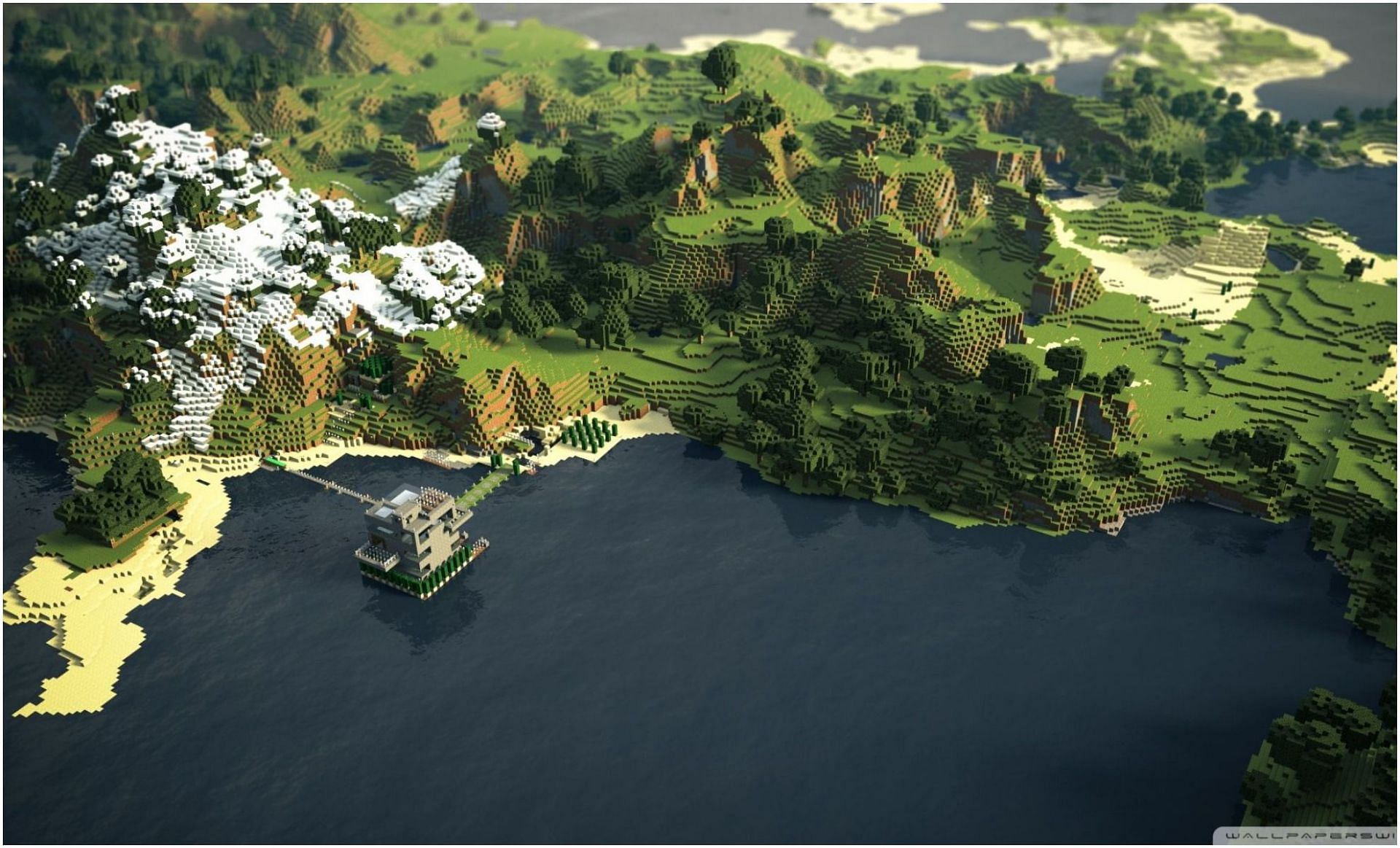Minecraft بها أطنان من البذور تعرض مناظر طبيعية جميلة (الصورة من WallpaperAccess / Minecraft)