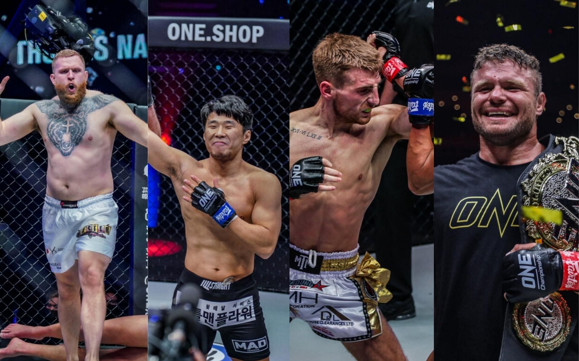 (From left to right) Odie Delaney, Woo Sung Hoon, Jonathan Haggerty, and Anatoly Malykhin all deserve praise for their performances at ONE Championship: Bad Blood. (Images courtesy of ONE Championship)