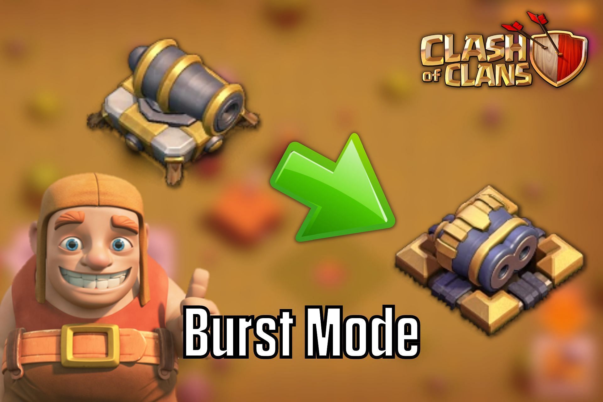 Gear up Clash of Clans Cannon to Burst Mode Cannon (Image via Sportskeeda)