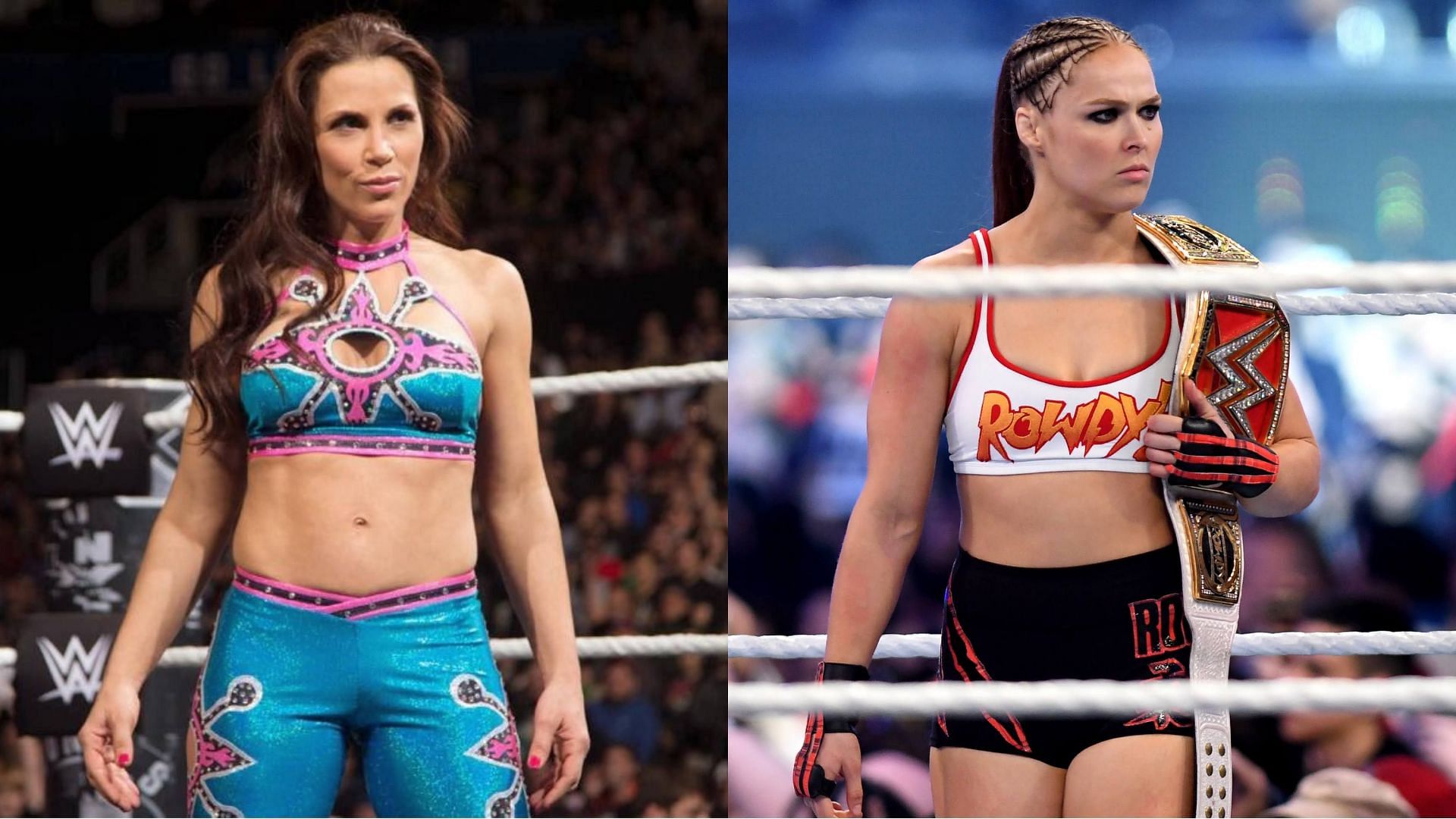 Mickie James (left) and Ronda Rousey (right)
