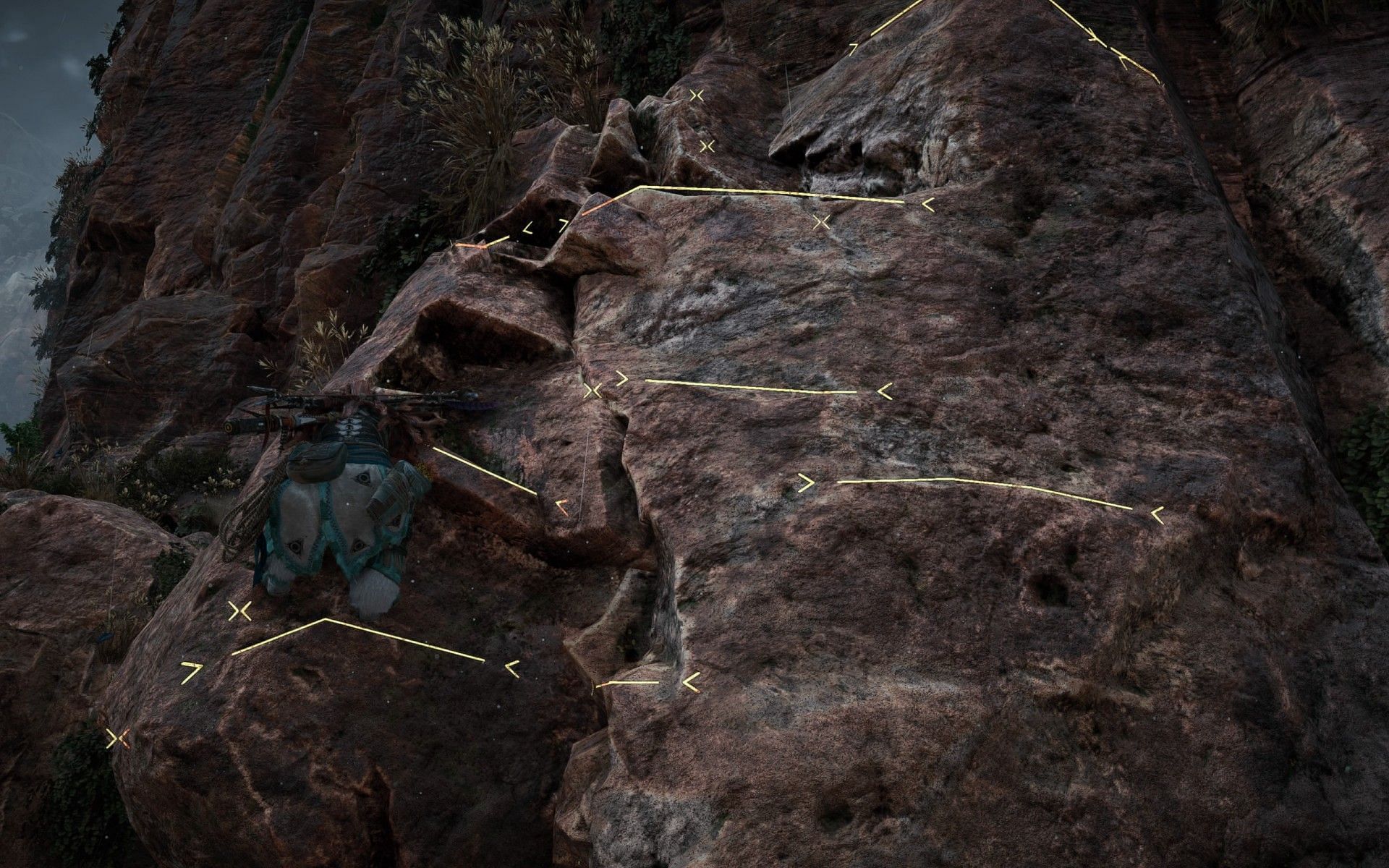 Follow the yellow indicators on the rocks. (Image via PlayStation)