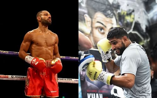 Kell Brook (L) is confident ahead of his bout with Amir Khan (R)