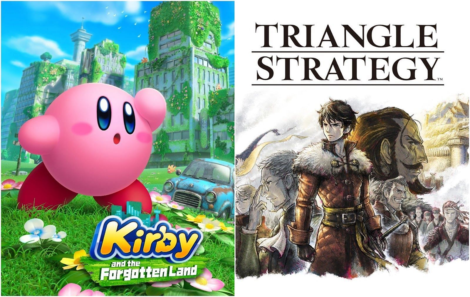 Kirby&#039;s Forgotten Land and Triangle Strategy are coming to Switch in March (image by Nintendo and Square Enix)