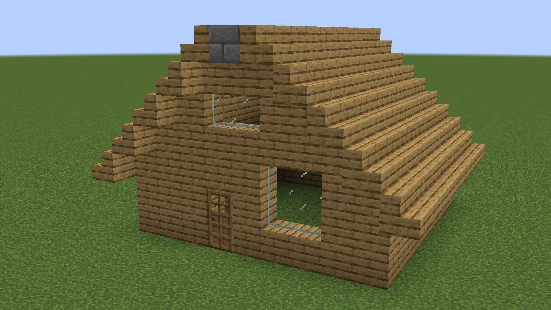 Basic hut roof (Image via Minecraft)