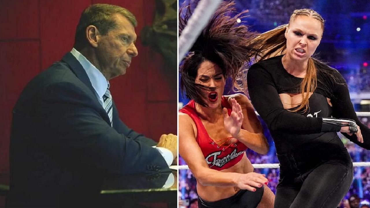WWE Chairman Vince McMahon; Rousey in action during the Royal Rumble match