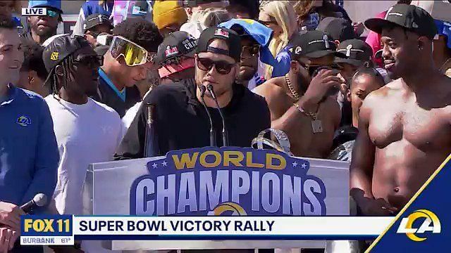 LA Rams joyous victory parade sees Super Bowl stars smoke cigars and hit  the booze as Tom Brady warns 'mix in the water'