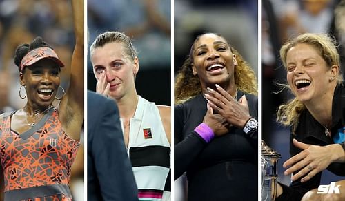 Venus Williams, Petra Kvitova, Serena Williams and Kim Clijsters (L to R)