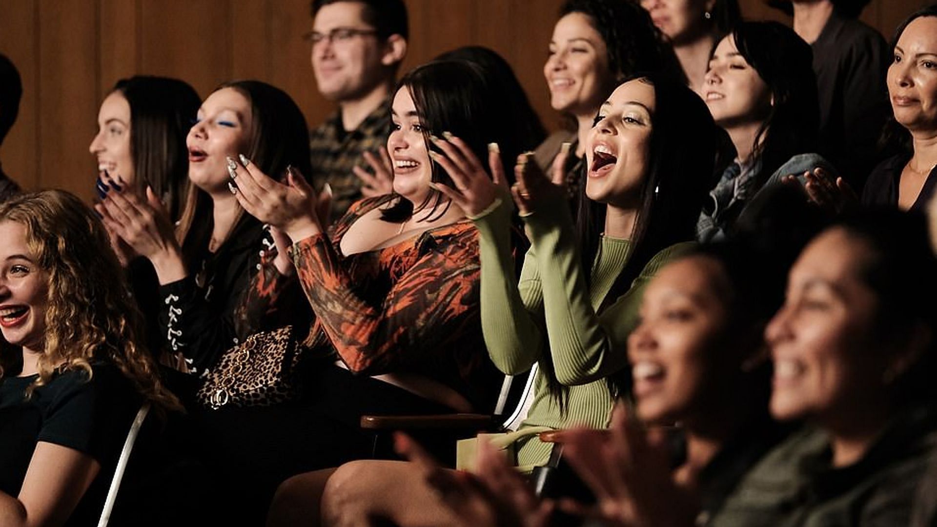 Still from HBO Max&#039;s Euphoria Season 2 Episode 7 - Kat and Maddy in the audience (Image via HBO Max)