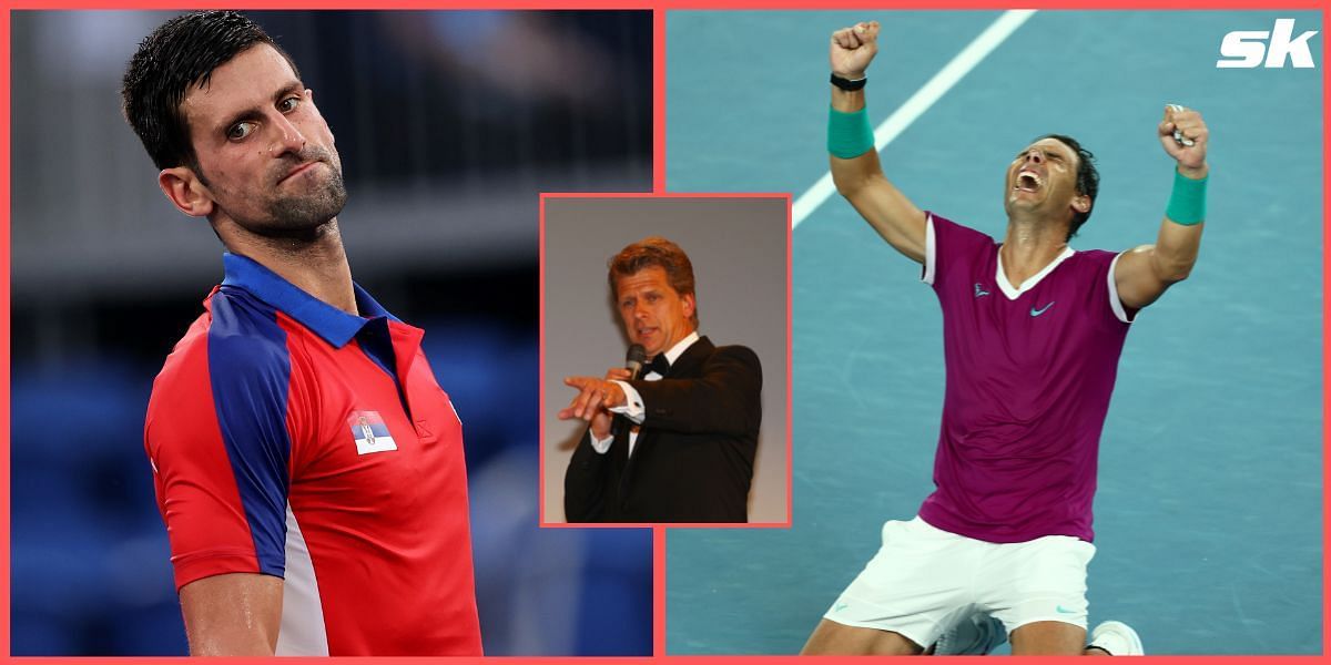 Novak Djokovic, Andrew Castle and Rafael Nadal