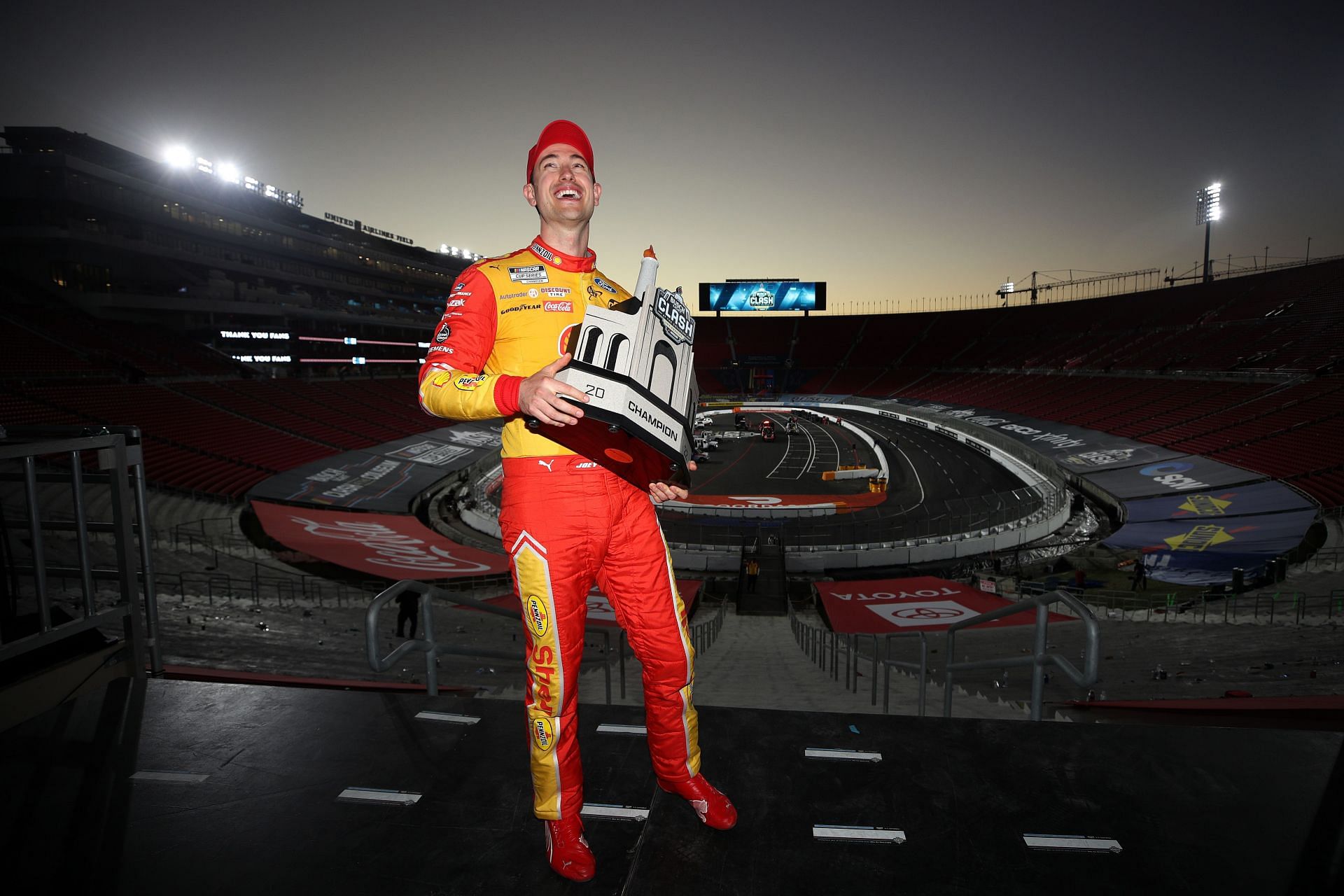 NASCAR Cup Series Busch Light Clash - Joey Logano with the winner&#039;s trophy