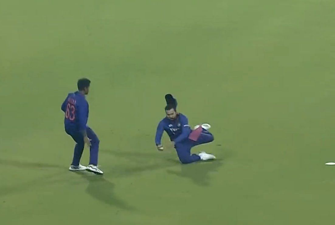 Rohit Sharma took a brilliant running catch on the final delivery of the West Indies innings [Image- Screengrab/BCCI]