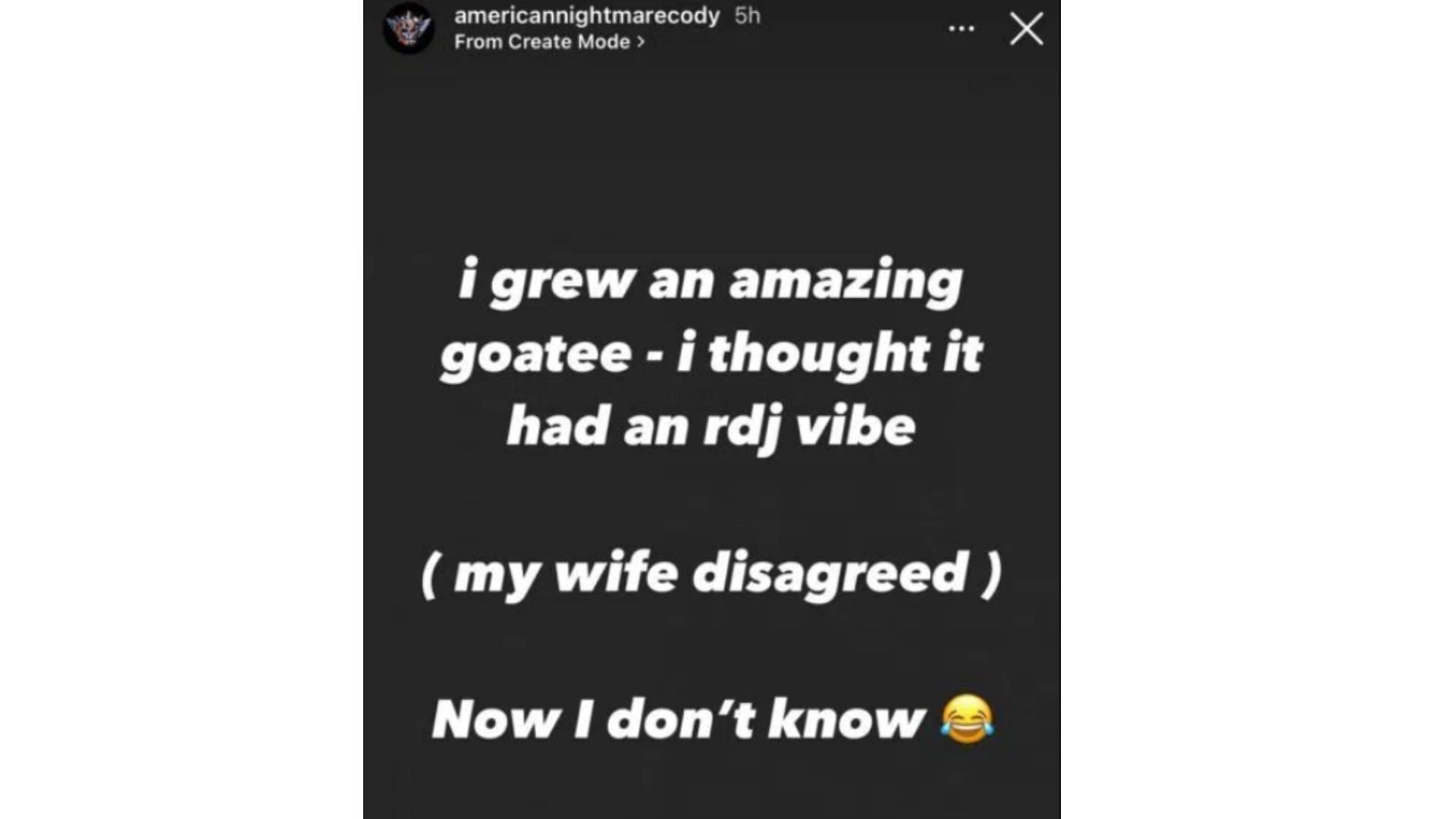 A screenshot of Cody's Instagram story.