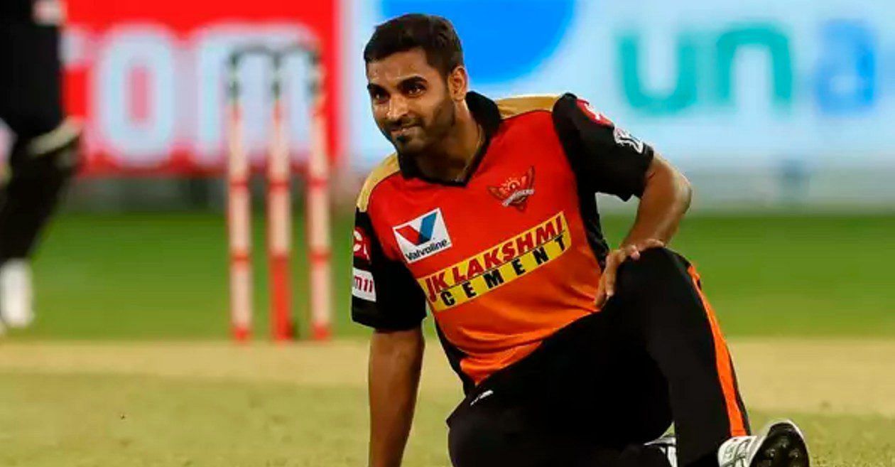 Bhuvneshwar Kumar pulls up his hamstring while bowling [Image- BCCI/IPLT20]