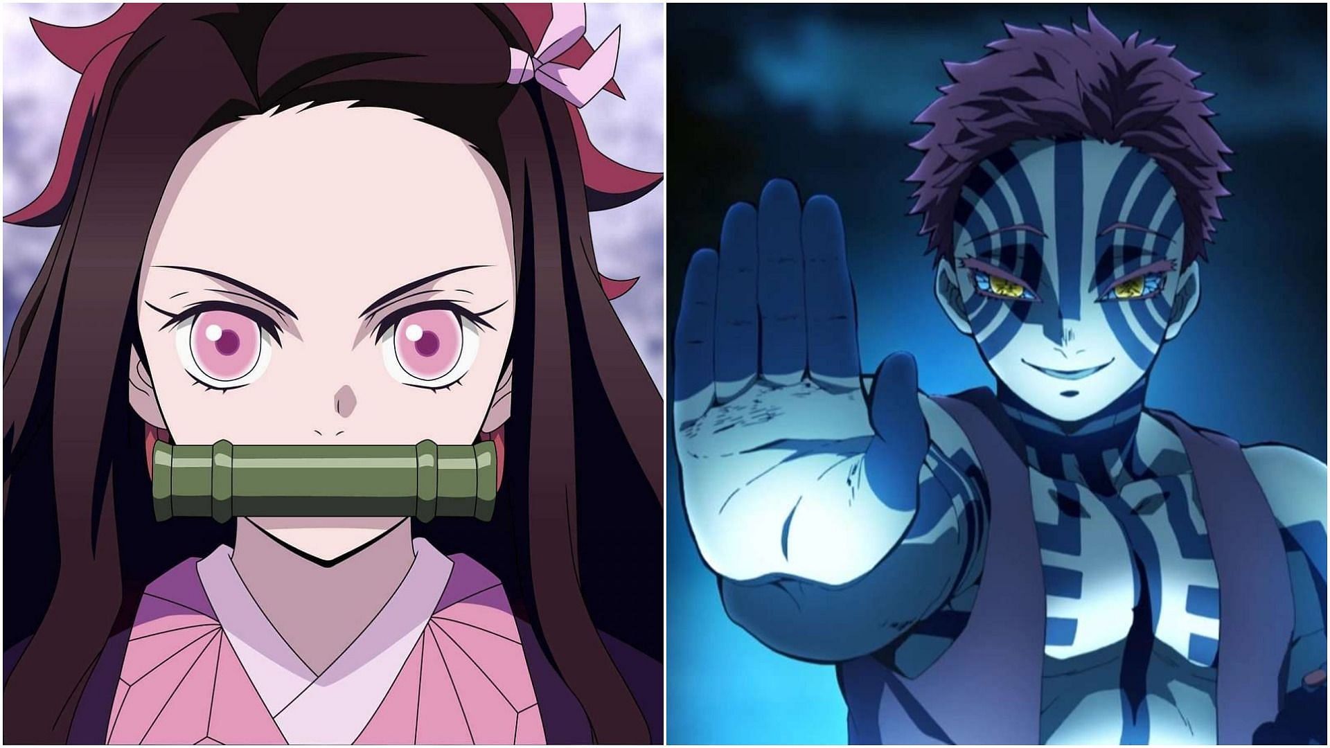 A brief comparison of Nezuko and Akaza&#039;s overall combat abilities (Images via Ufotable)