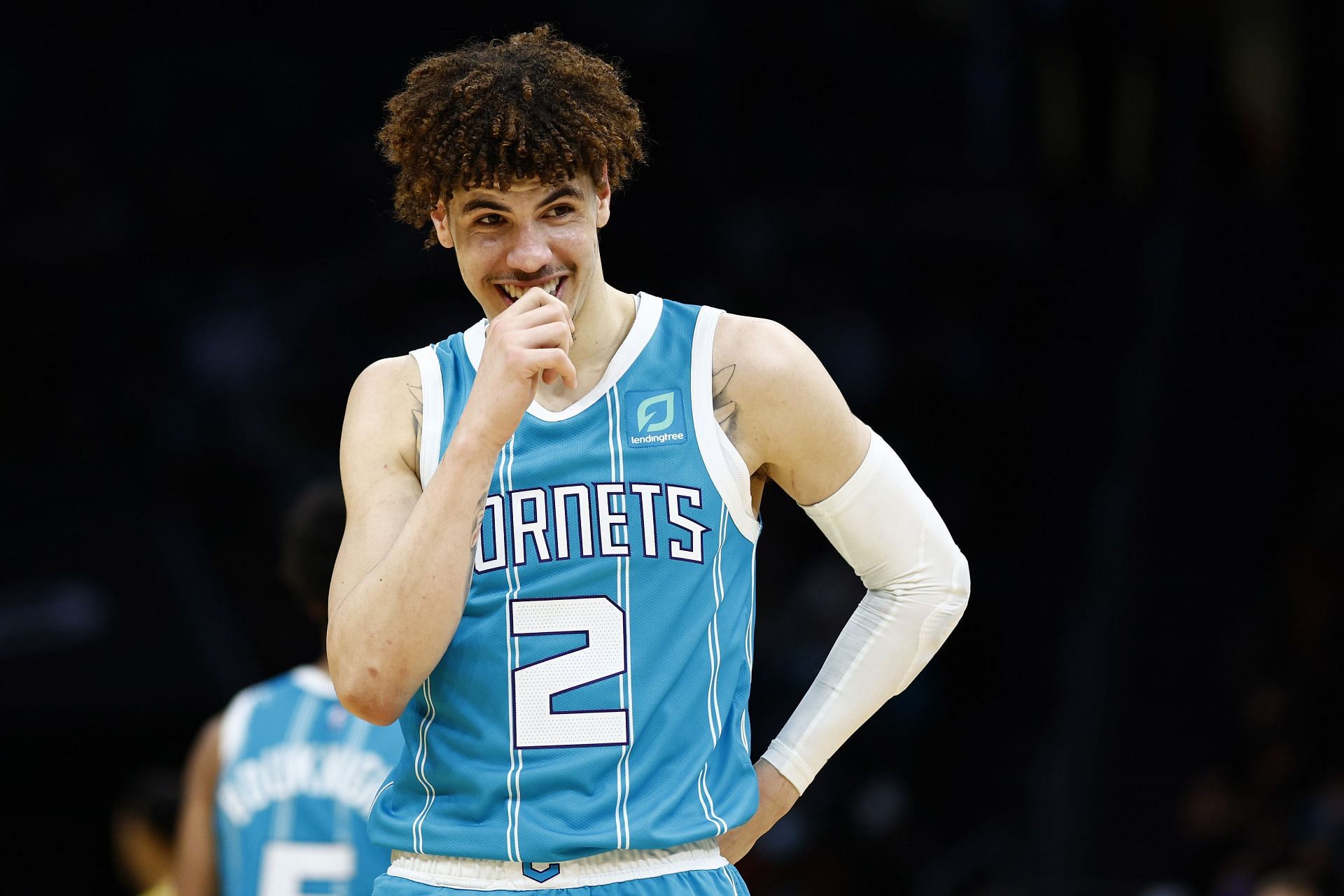 LaMelo Ball looks on at the Charlotte Hornets game