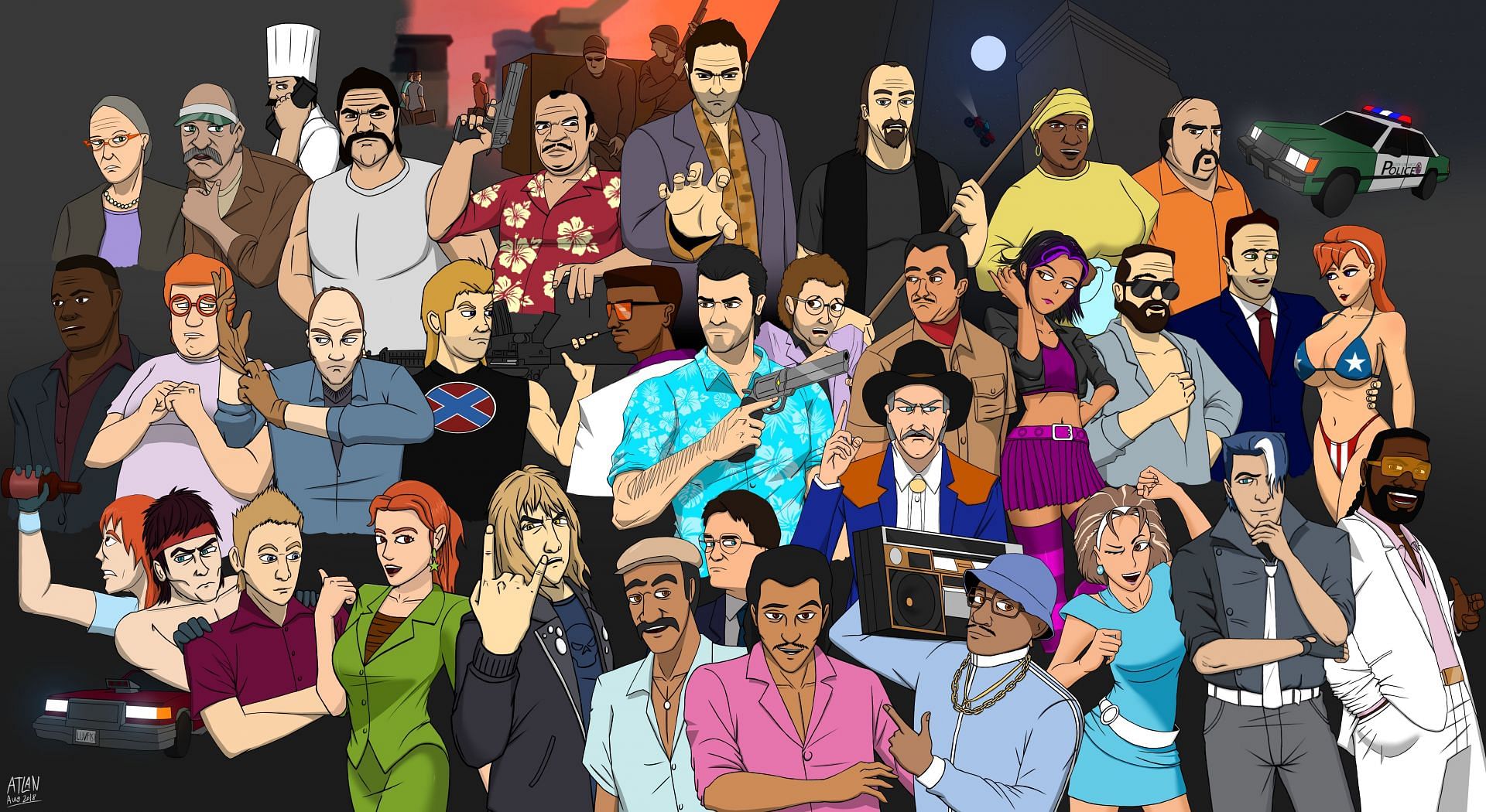 The whole cast of GTA Vice City (Image via Reddit @4Atlan)
