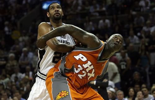 Tim Duncan and Shaquille O'Neal.