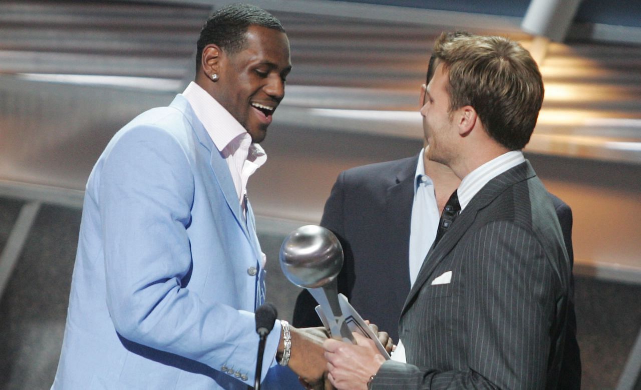 LeBron James, left, and NFL legend Tom Brady