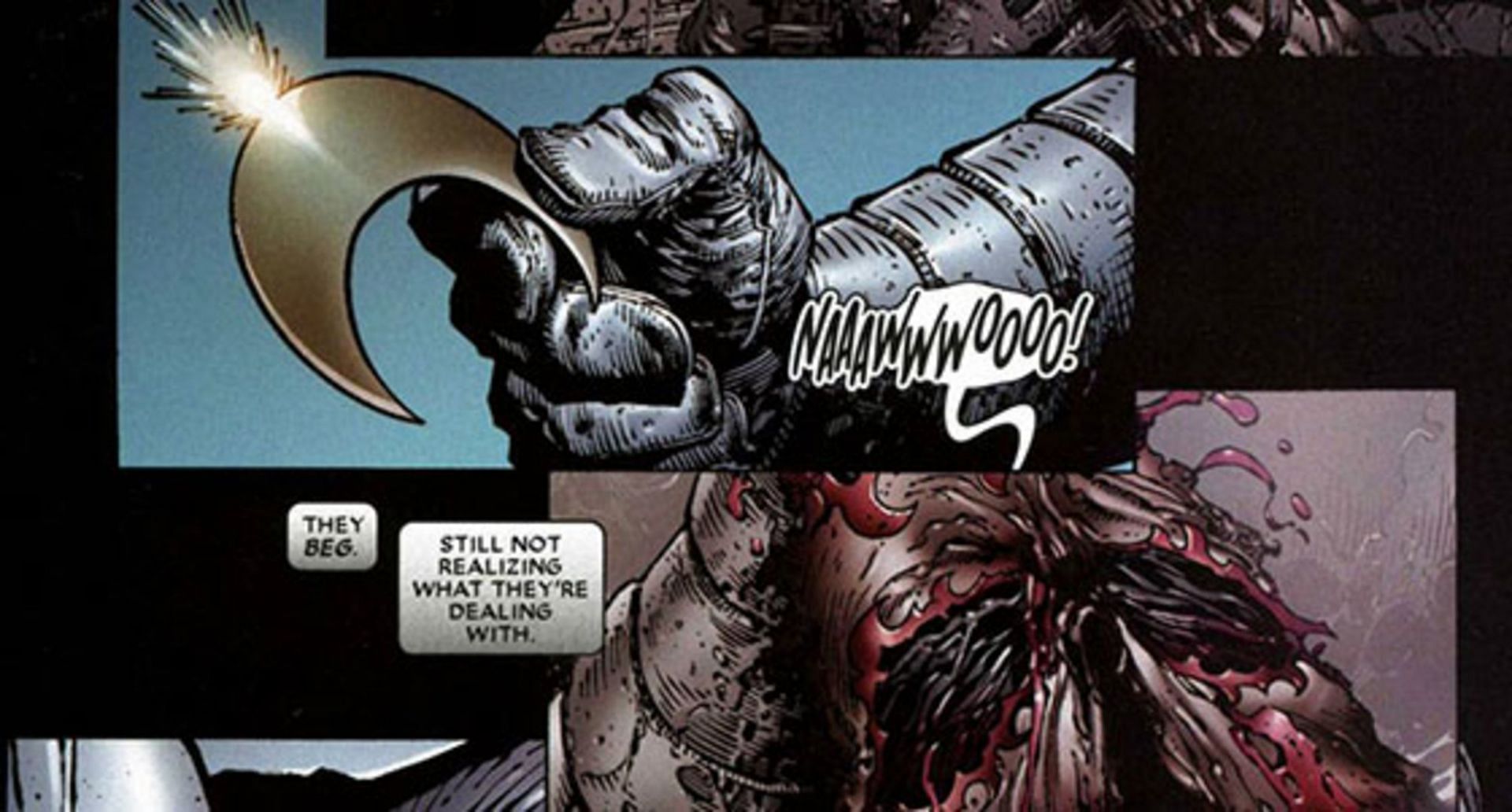 Bushman&#039;s face carved off (Image via Marvel Comics)