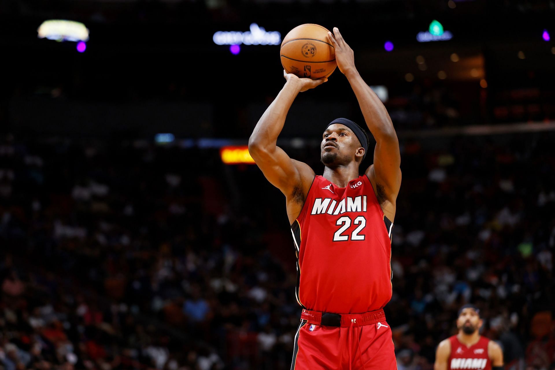 Jimmy Butler attempts a free throw.