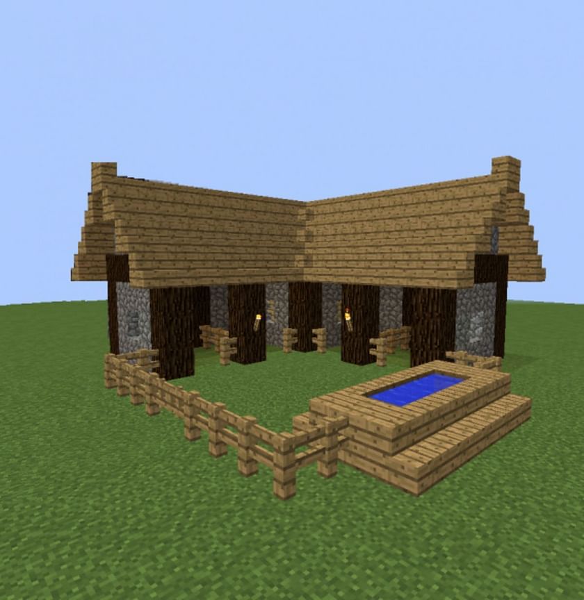 A multi-horse stable with a compact design (Image via Grabcraft user Nurgak)