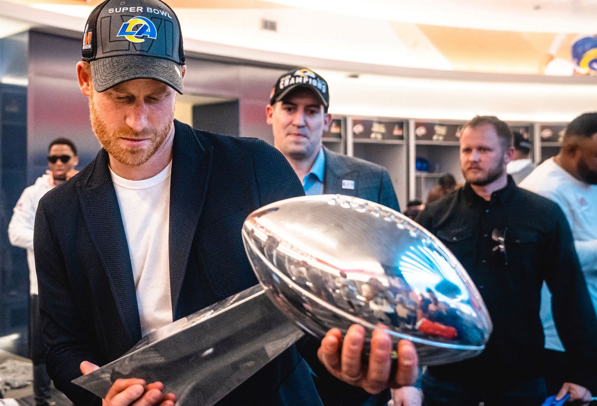 Prince Harry with the Lombardi Trophy