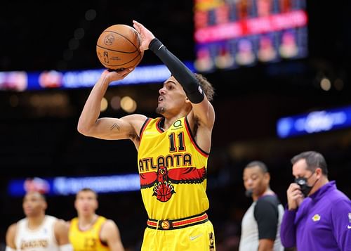 Atlanta Hawks point guard Trae Young taking a shot