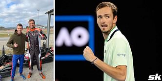 "No more tennis, my training for Formula 1 has officially started" - Daniil Medvedev jokes as he goes racing with Alex Albon and Daniil Kyvat