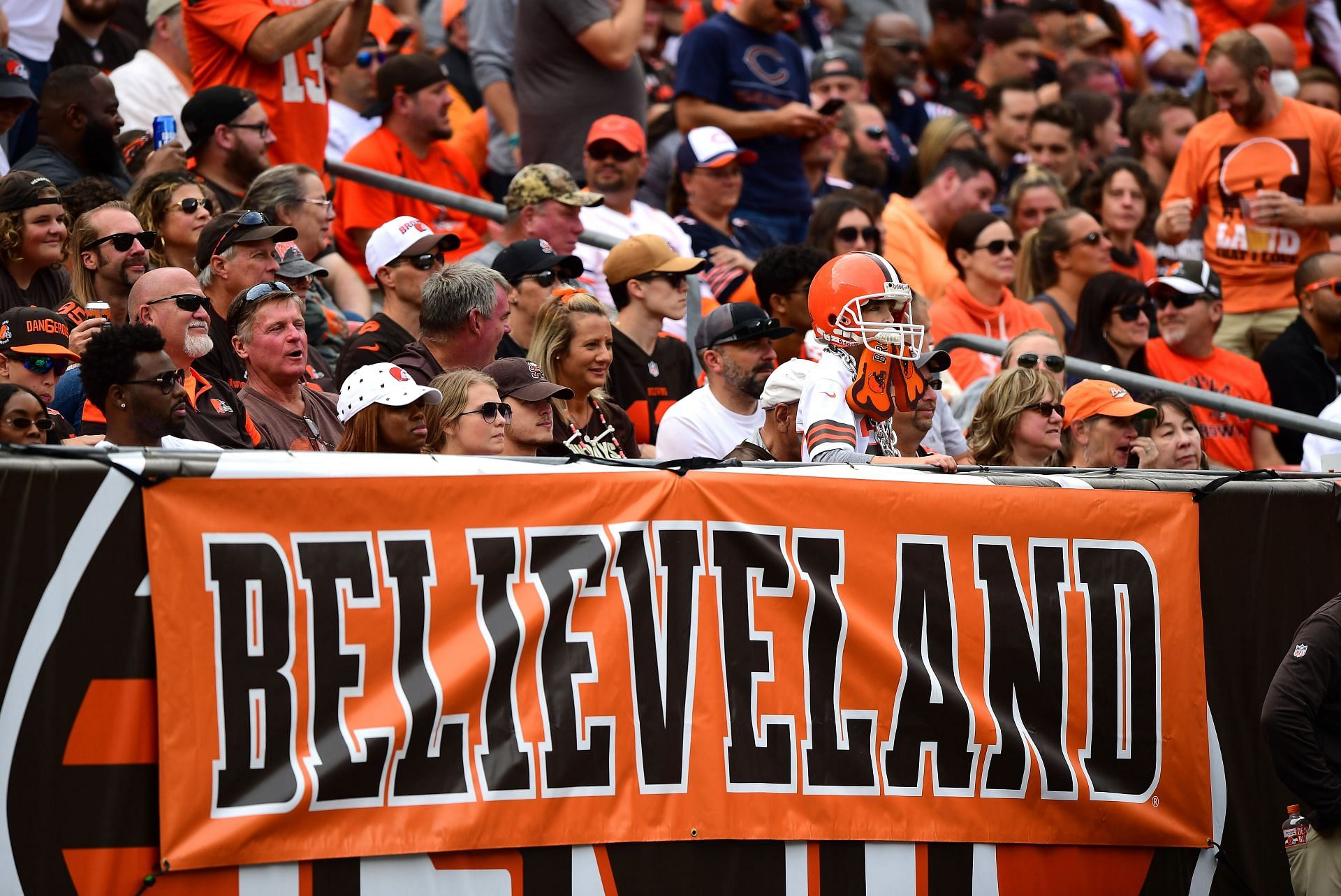 Cleveland Browns fans with Believeland sign