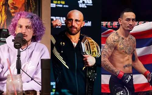 Sean O'Malley(left)via YouTube/Sean O'Malley;Alexander Volkanovski(centre);Max Holloway(right)