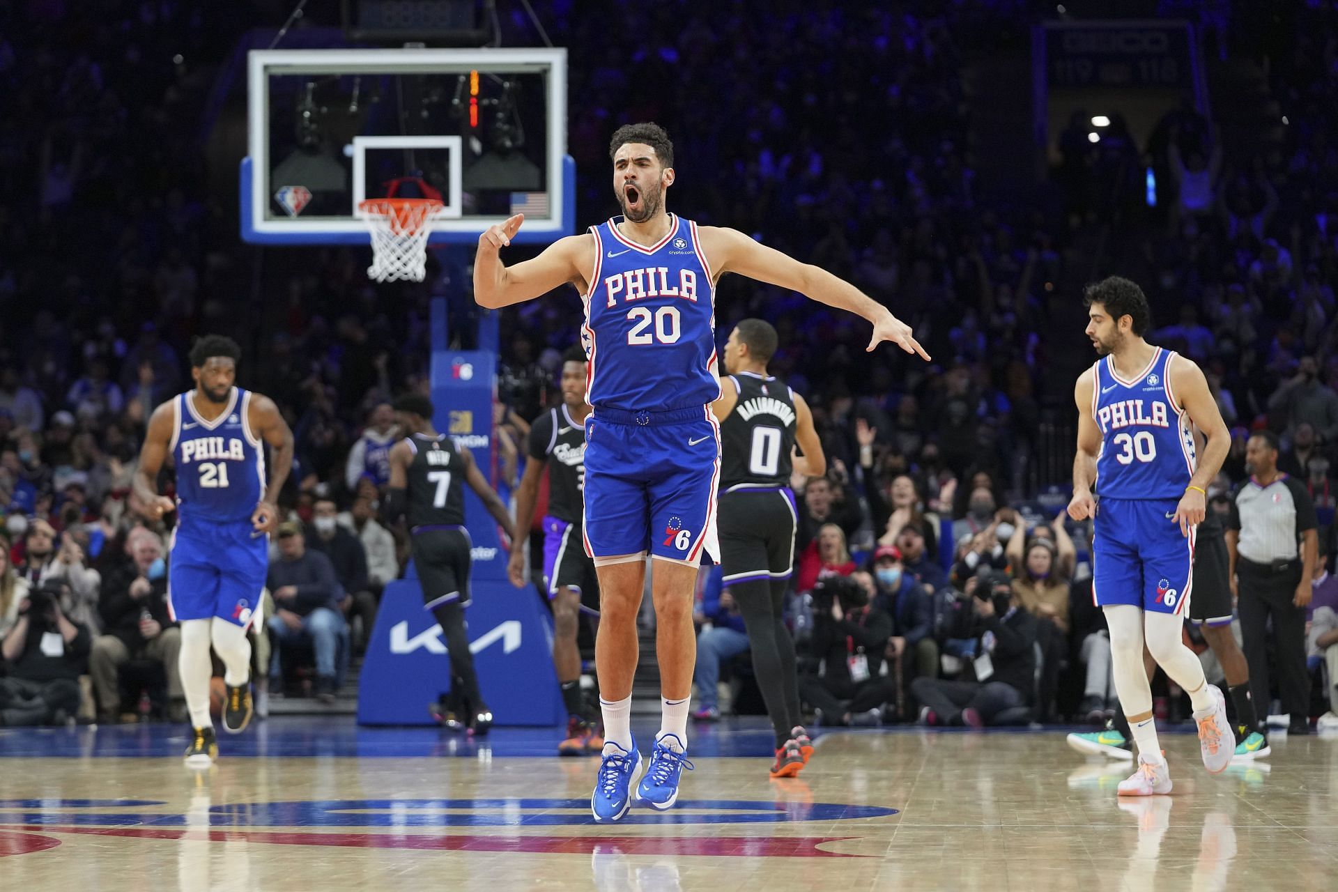 The 76ers against the Sacramento Kings