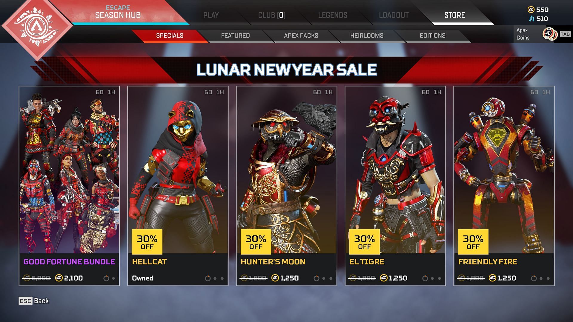 Featured Skins and bundles in Lunar New Year Sale