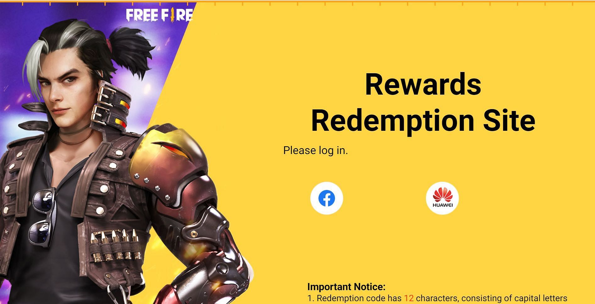 Rewards Redemption Site can be used for using redeem codes (Image via Garena)