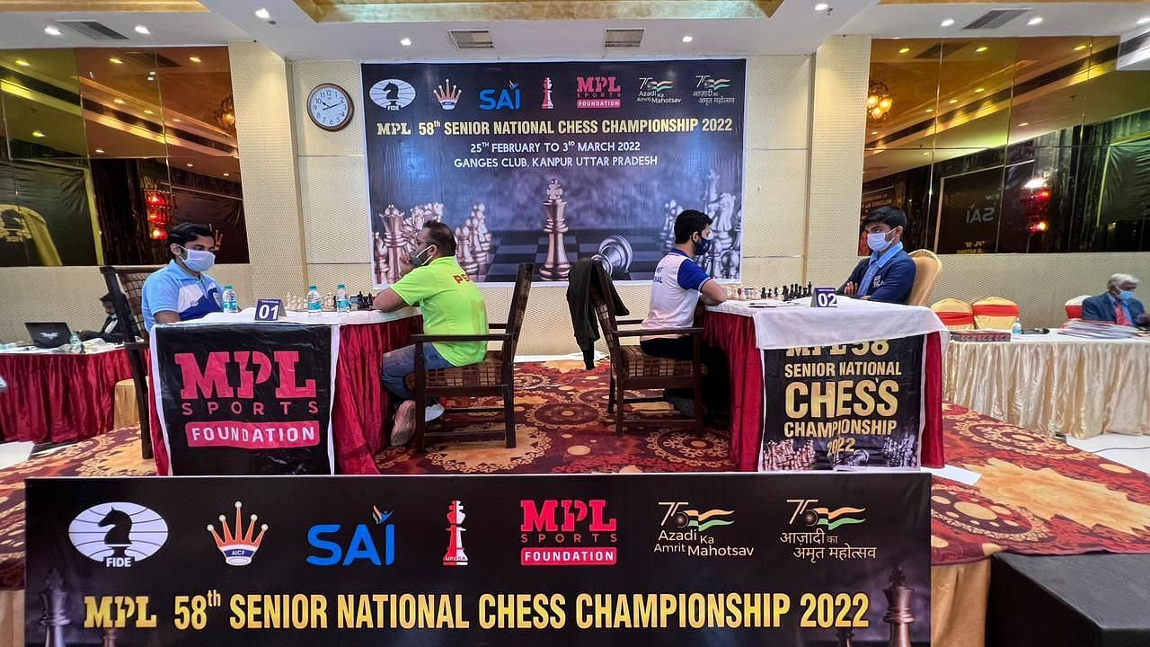 Top board matches of the MPL Senior National Chess Championship in Kanpur on Monday. (Picture: AICF)