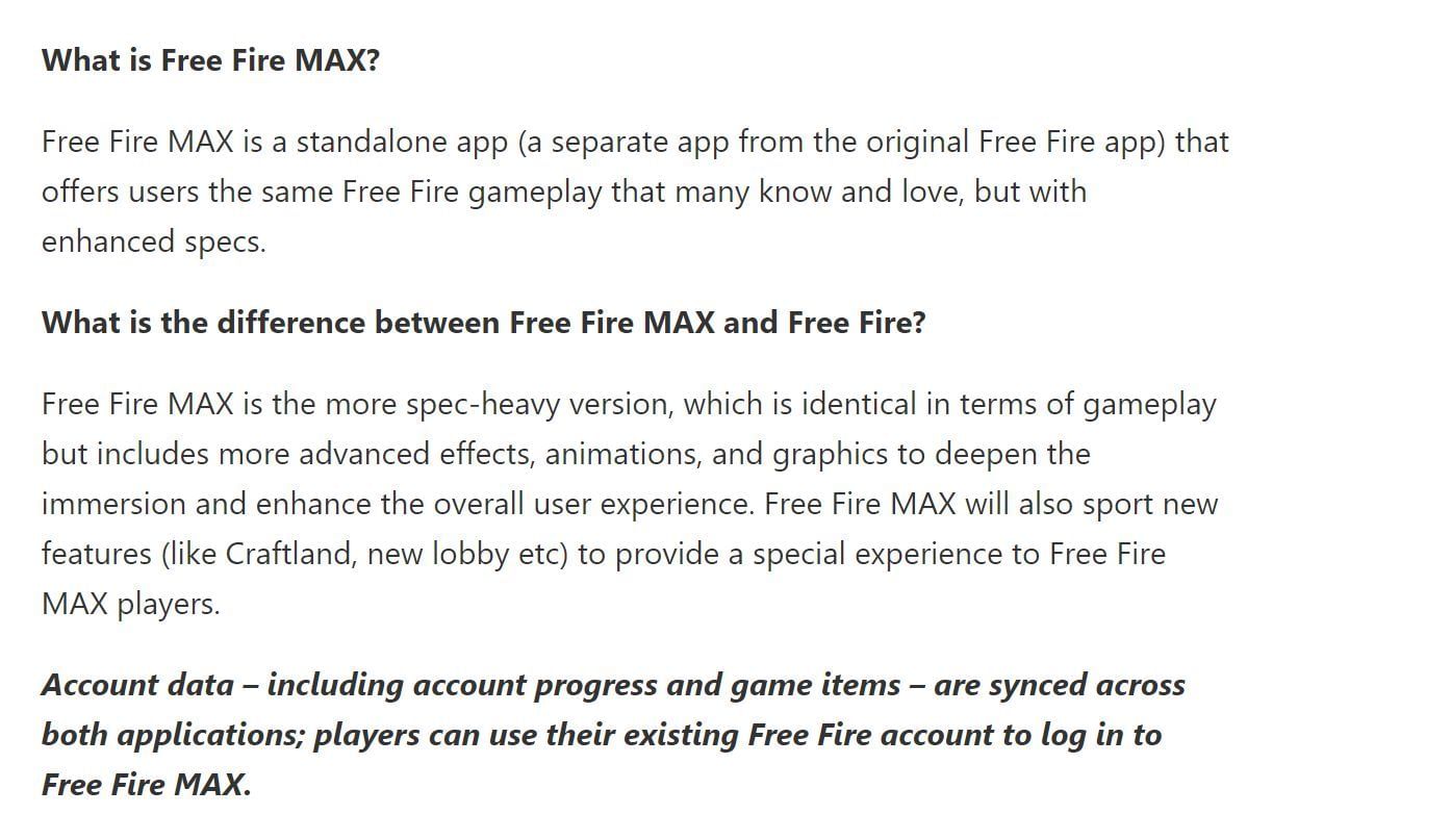 A snippet from the official FAQ (Image via Garena)