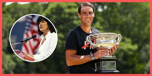 Christiane Amanpour (insert) and Rafael Nadal