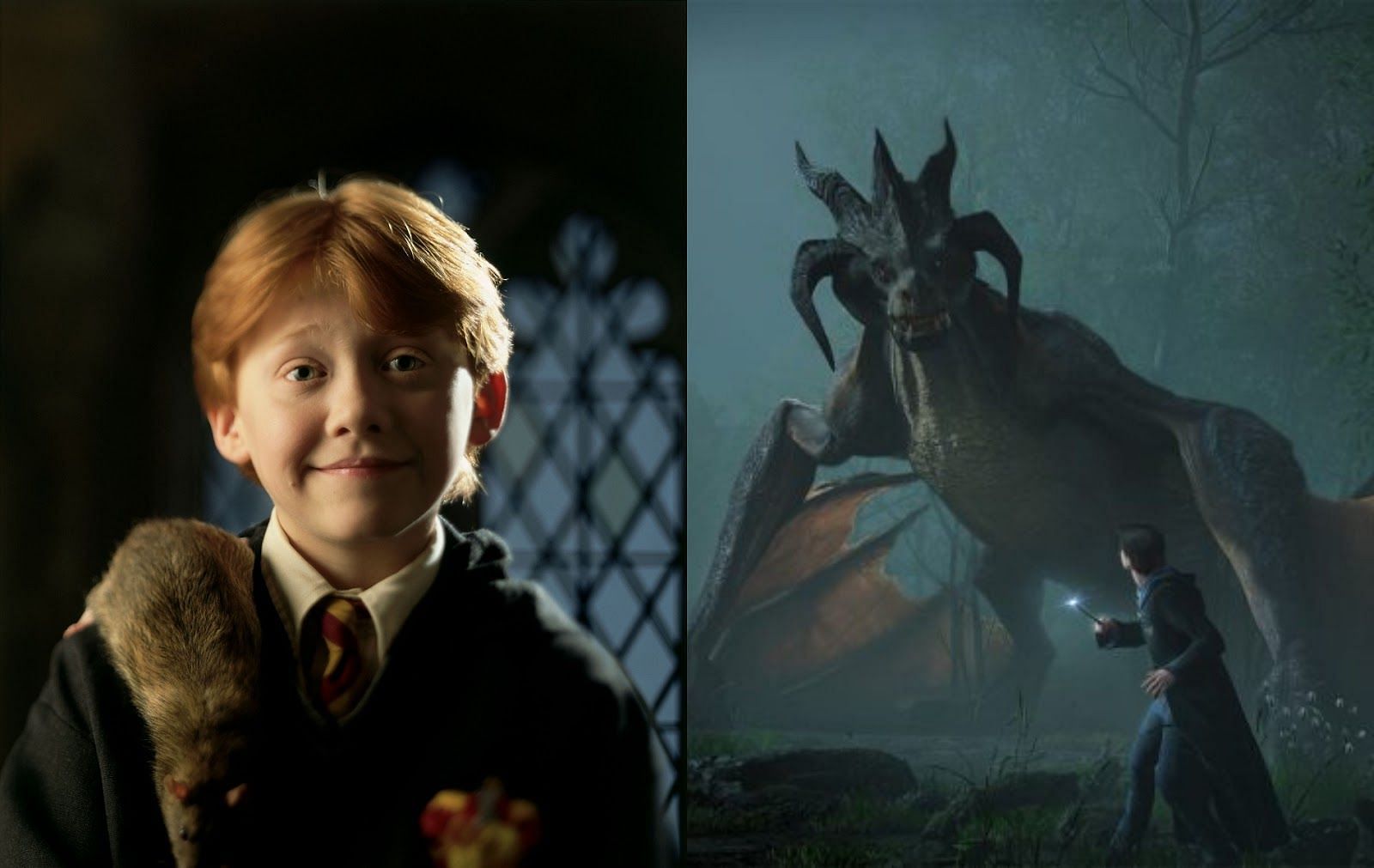 Ron Weasley as portrayed by Rupert Grint and gameplay (Image by WB Pictures and WB Games)