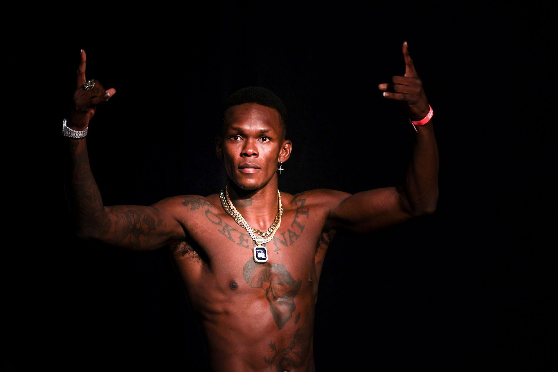 Israel Adesanya at the UFC 271 Weigh-ins