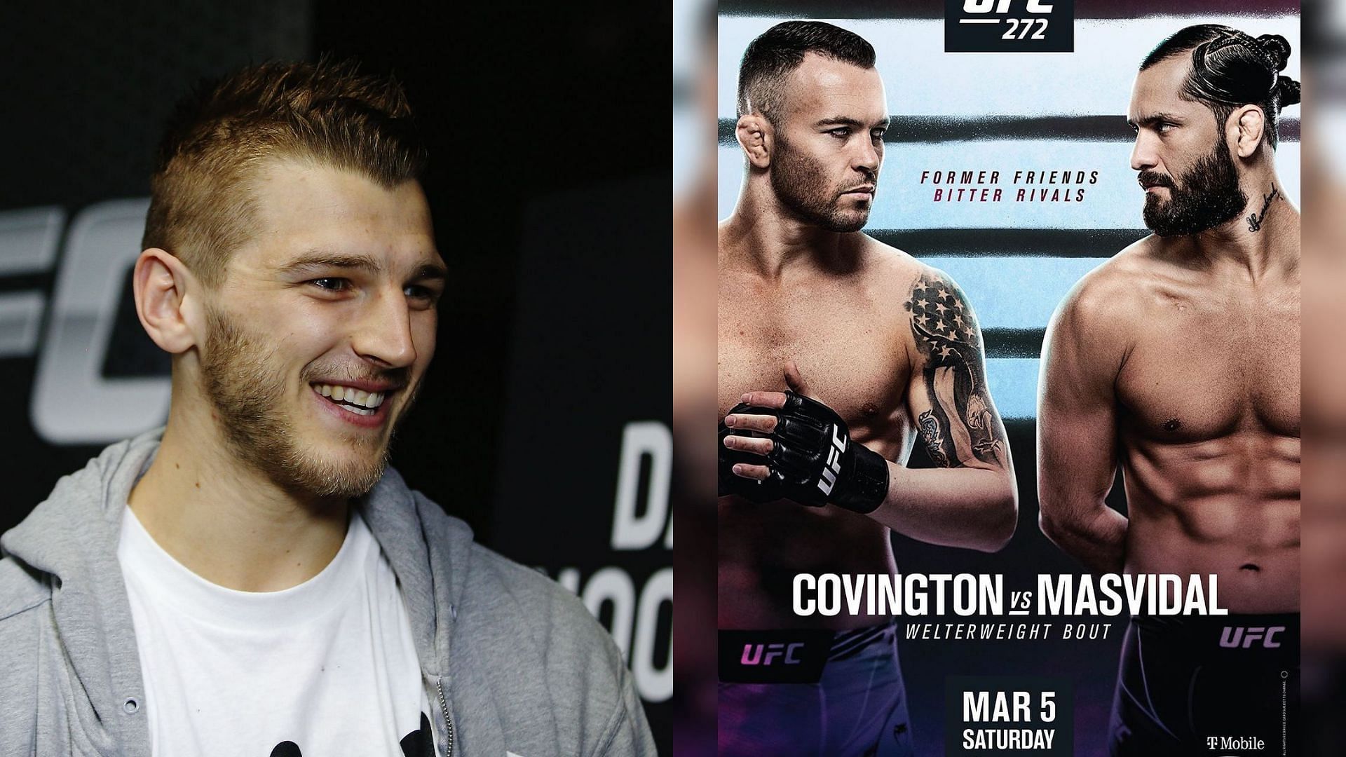Dan Hooker (Left) and UFC 272 poster (Right) [Images courtesy of Getty and Jorge Masvidal&#039;s Instagram]