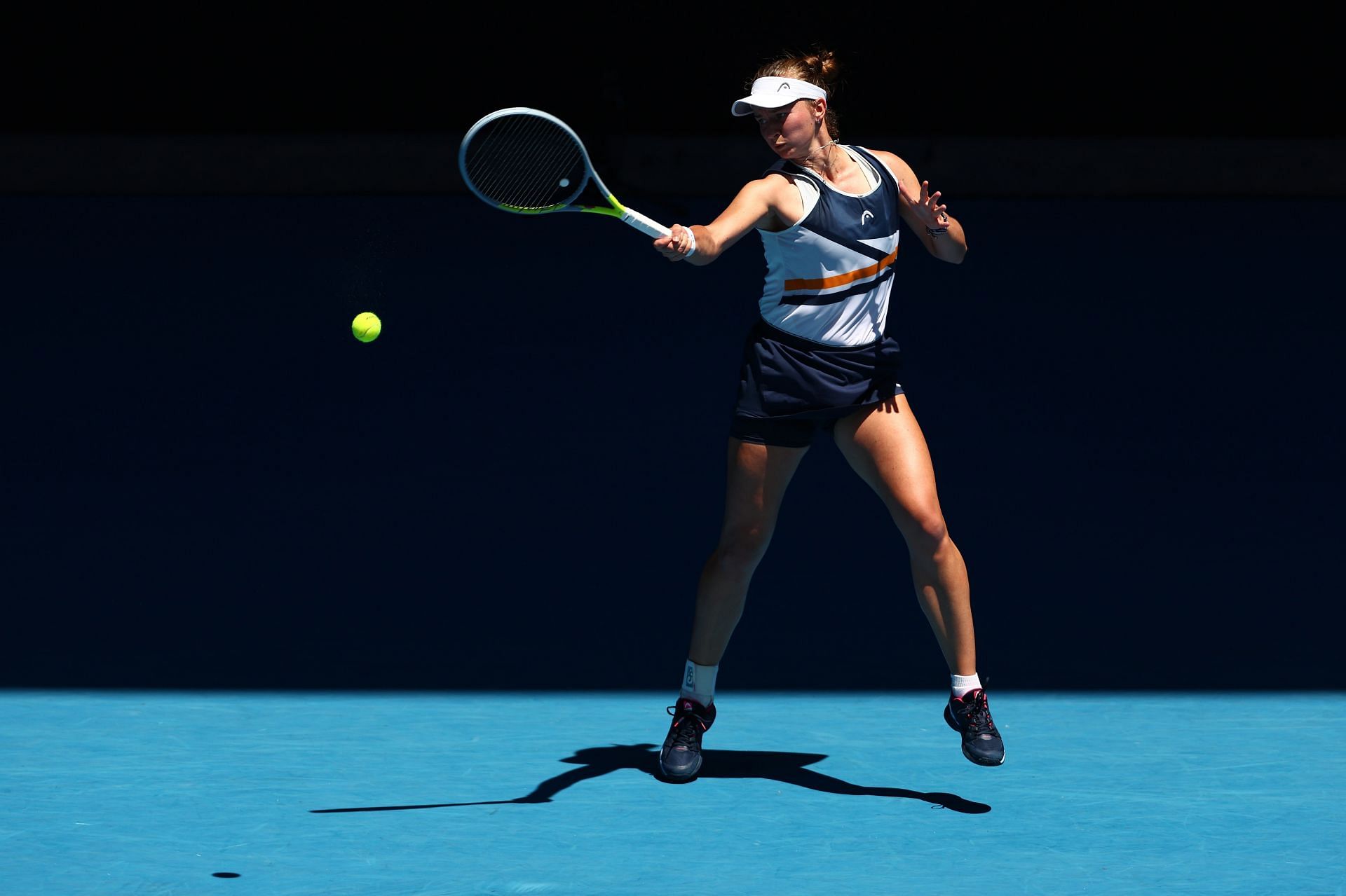 Krejcikova in action at the 2022 Australian Open.