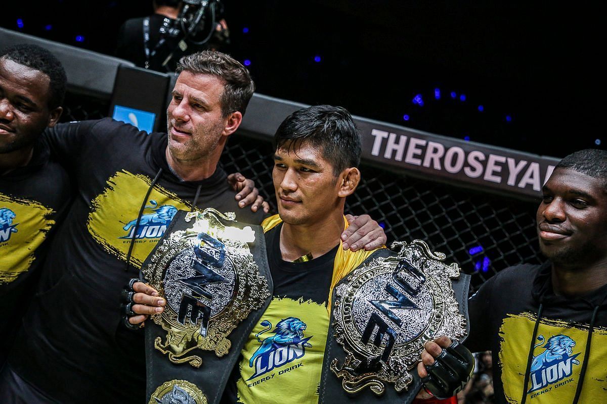 Henri Hooft (second from left) with Aung La N Sang by his side (third from left). [Photo: ONE Championship]