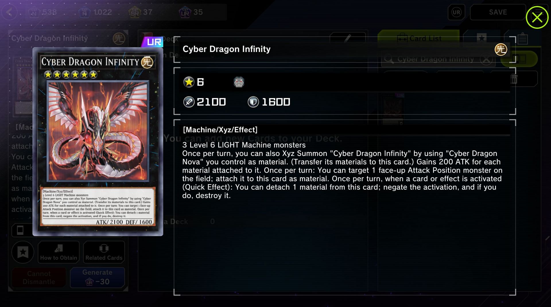 Combo Infinity (Cyber Dragon Nova + Infinity), Deck