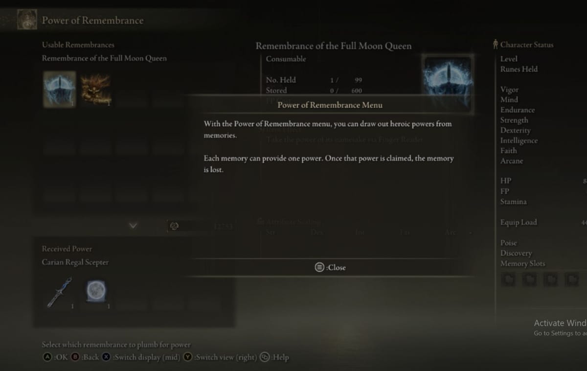 What does a Remembrance do in Elden Ring?
