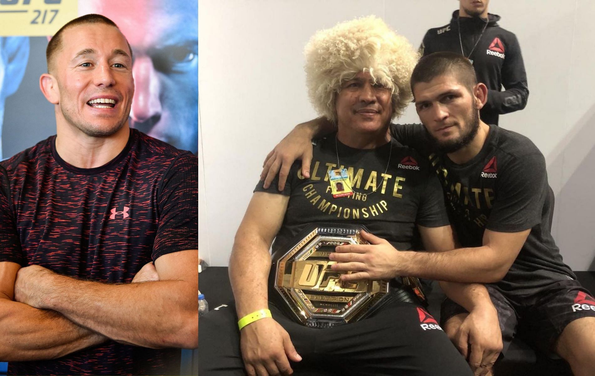 Georges St-Pierre (left), Javier Mendez (center) &amp; Khabib Nurmagomedov (right) [Image Credits- @akajav on Instagram]