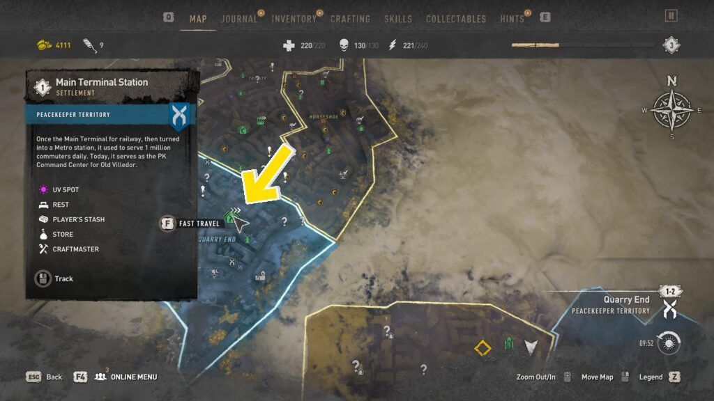 Players can fast travel to different outposts (Image via Techland)