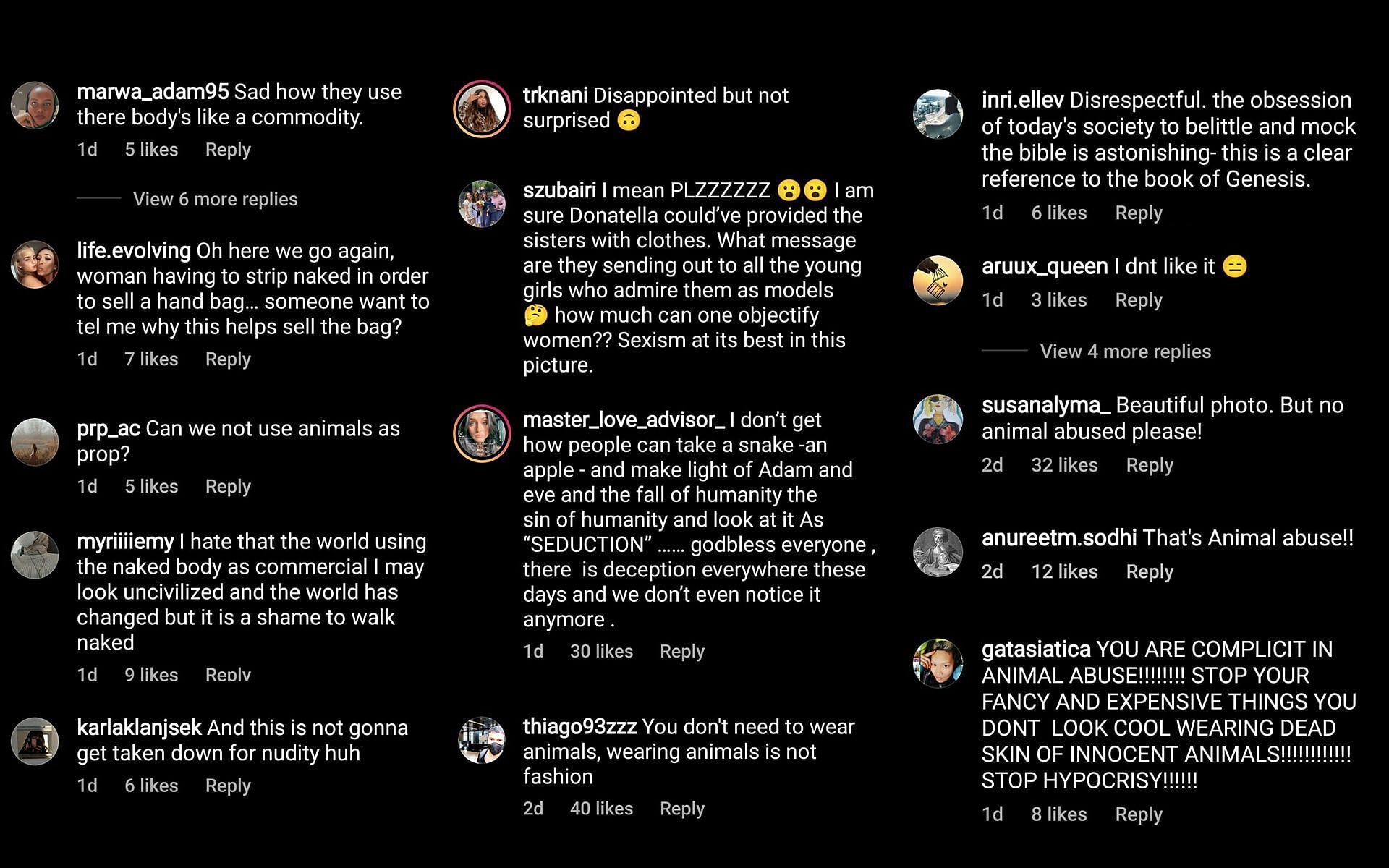 Comments below the Gigi Hadid and Bella Hadid picture shared by Donatella (Image via Sportskeeda)