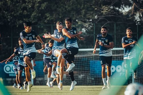 Chennaiyin FC players during their training session. PIC CREDIT-CHENNAIYIN FC