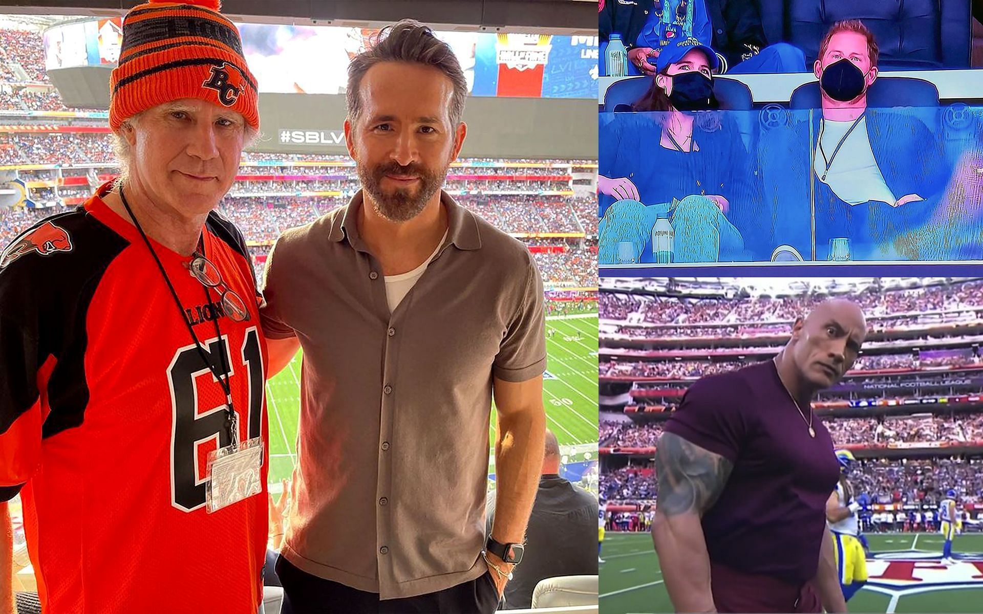 Some of the celebrities who were spotted at the NFL Finals 2022 (Images via Instagram/sportbible, hellocanadamag, eugeniagaravani, benaffleckoficiall, pubity and hotfreestyle)