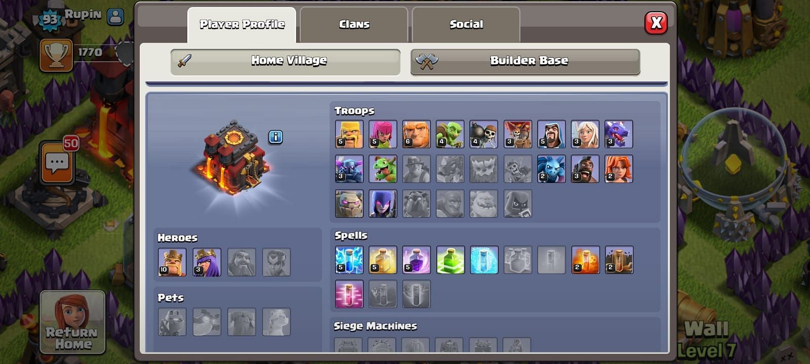 Rushed troops and spells (Image via Clash of Clans)